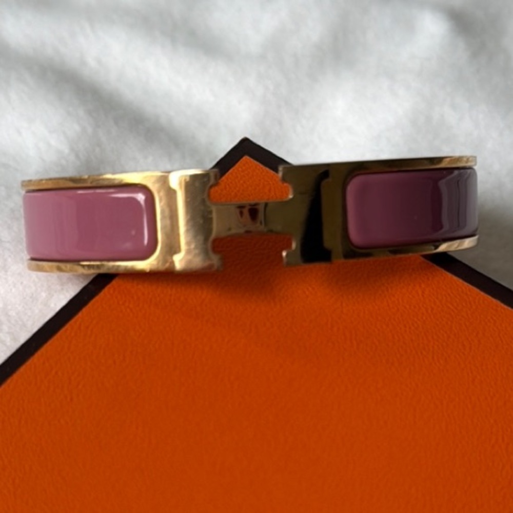 Hermès Pink and Gold Clic H Bracelet